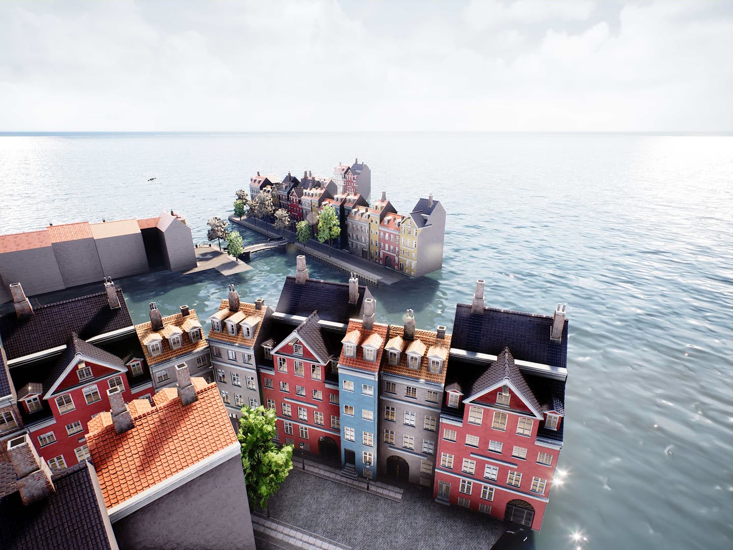 ENV 7 · Waterfront City RGB Top-Down Panorama